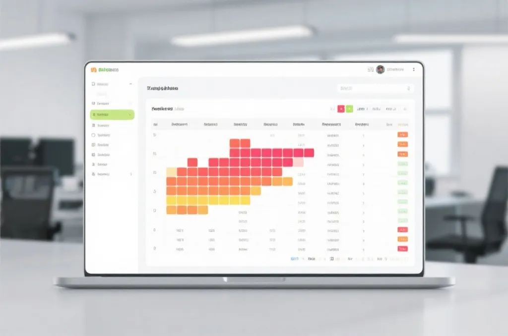 minimalist data spreadsheet interface with highlighted cells